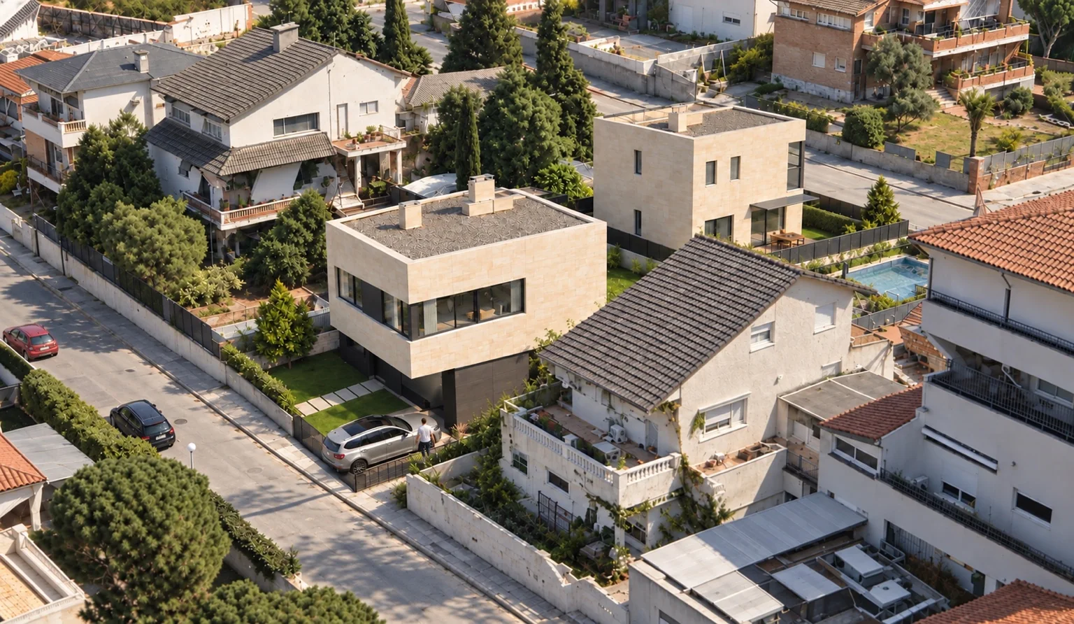 Vista aérea de la zona residencial